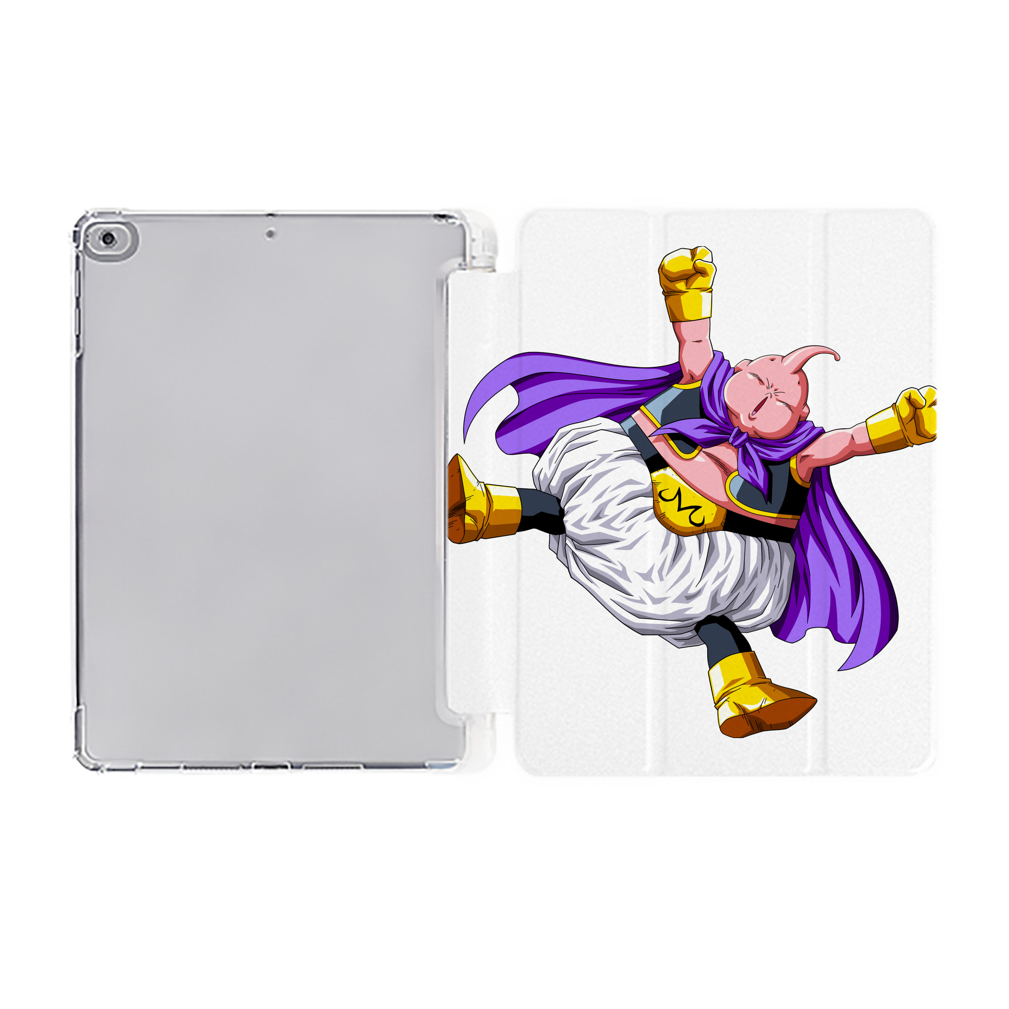 （画像用） ドラゴンボール 魔人ブウ DRAGON BALL Majin Buu IPad ケース ペン収納付き 三つ折りスタンド PUレザー×シリコン 対応機種9.5/10.5/10.9インチ